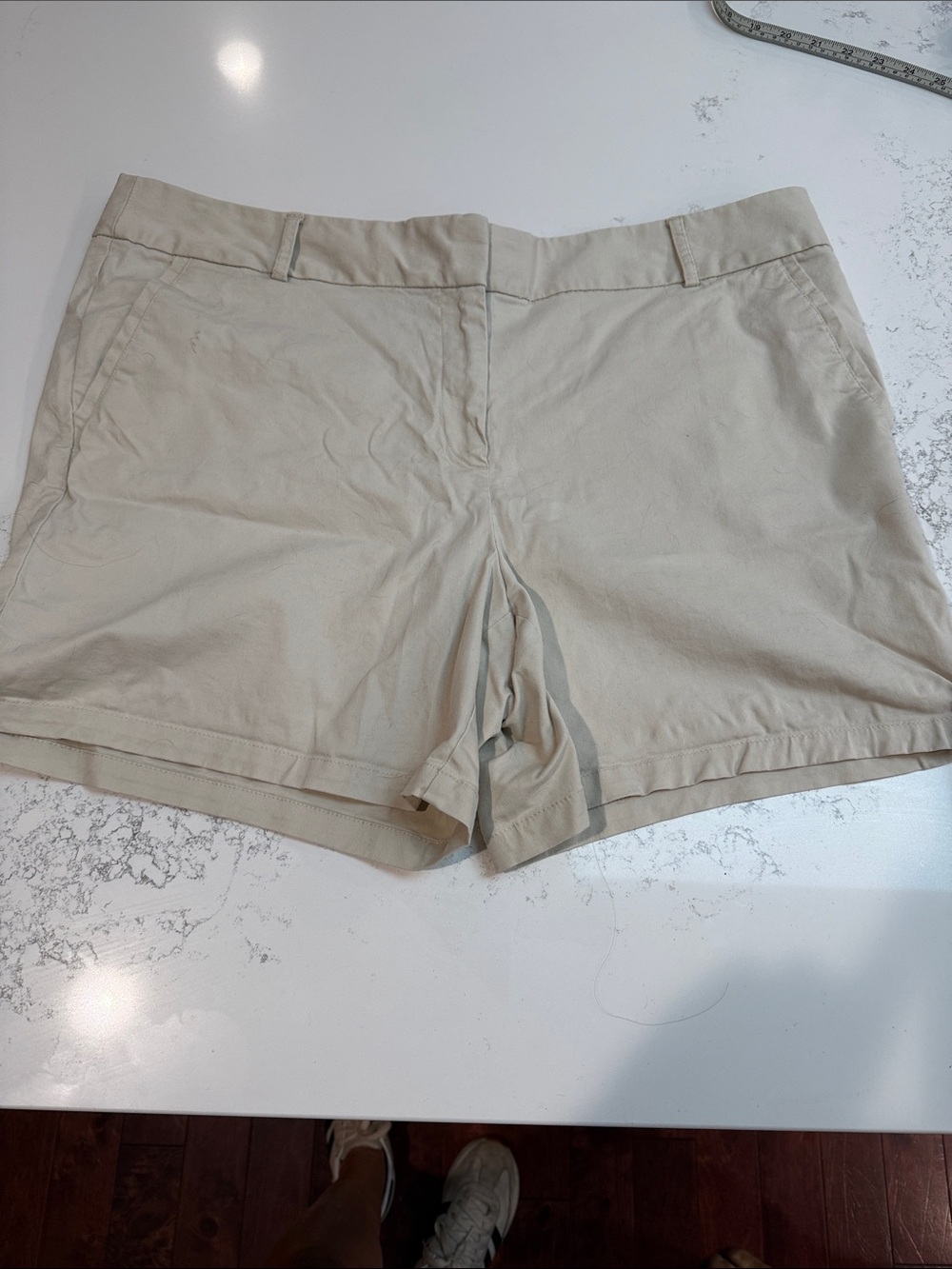 LOFT Light Beige Cotton Bermuda Shorts